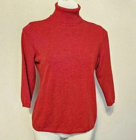 Chicos Top Womens 1 US Medium Red Turtleneck Rayon Polyester Casual Ladies - Picture 1 of 6